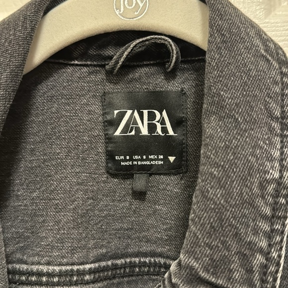 Zara Black Denim Fitted Jacket Small - Picture 2 of 3